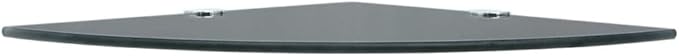 Floating Corner Shelf Black Glass 9.8"x9.8" with Chrome Supports, Wall Mounted Storage Shelf for Kitchen, Bathroom, Living Room, and Bedroom