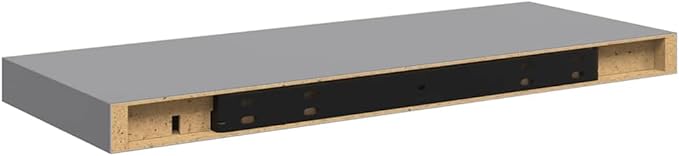 Set of 4 Floating Wall Shelves, Grey Modern Honeycomb MDF Display Ledges for Living Room Bedroom Office, Decorative Storage Shelves with Mounting Hardware