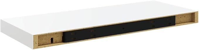 Set of 2 Floating Wall Shelves, 23.6-inch Modern High Gloss White Decorative Storage Shelf for Living Room Bedroom Office, MDF Wall Mount Display Ledges