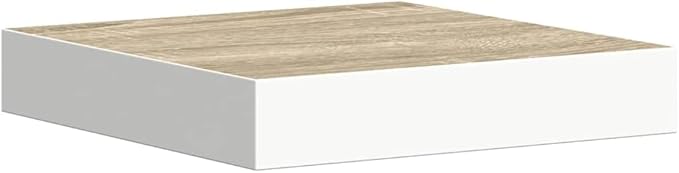 Floating Wall Shelves Set of 4, Modern Invisible Mounting Oak White Display Shelves for Living Room Bedroom, 9.1x9.3x1.5 Inch Honeycomb MDF Storage Rack for Books Decor