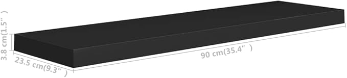 Floating Wall Shelves 2 Pack Black Modern Display Rack 35.4x9.3 Inches MDF Board with Invisible Mounting for Living Room Bedroom Home Decor Storage
