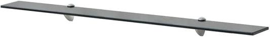 Black Floating Glass Shelf 39.4 x 7.9 Inch, Modern Wall Mounted Tempered Glass Display Storage Shelving for Living Room, Bedroom, and Office Organization