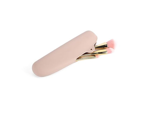 Womens Soft Silicone Travel Makeup Brush holder,Dust-proof Portable,Soft and Eco-Friendly Beauty Make up Organizer (1, Khaki Brush Holder)