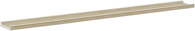 Floating Wall Shelves Set of 2, White and Sonoma Oak Wood Look, 45.3 Inch Long Modern Farmhouse Shelves for Living Room, Bedroom, Bathroom, Sturdy MDF Storage for Decor, Books, Plants