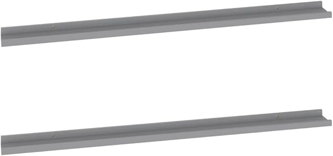 Gray Wall Shelves Set of 2, 45.3 Inch Floating for Living Room, Bedroom Decor, MDF Storage Shelves for Books, Plants, Display Organizer