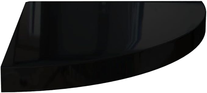 Floating Corner Shelves 2 Pack High Gloss Black Wall Mounted Display Shelves 13.8x13.8x1.5 Inches MDF Metal for Living Room Bathroom Decor Storage