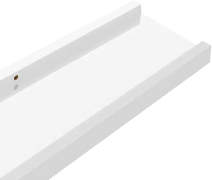 Set of 4 Floating Wall Shelves, 31.5 Inch Modern High Gloss White MDF Decorative Ledge Shelves for Bedroom, Living Room, and Home Office Organization