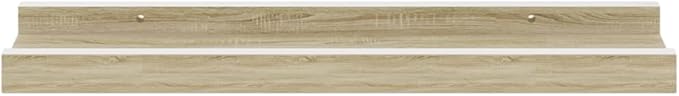 Wall Shelves Set of 4, Floating for Wall Decor, White and Sonoma Oak Wooden 15.7x3.5x1.2 Inches, Modern Storage Shelves for Living Room, Bathroom, Bedroom, Easy to Install and Clean
