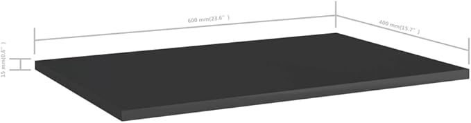 Wall Mounted Shelf Set of 8 High Gloss Black Engineered Wood Boards for Storage and Display