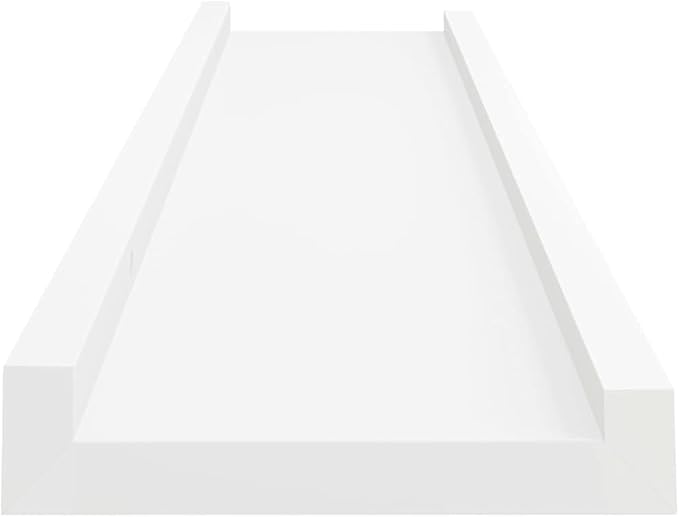 White Picture Frame Ledge Shelves 2 Pack 23.6 inch Wall Mounted Display Shelves for Photo Frames Decorations MDF Floating Shelf Home Office Decor