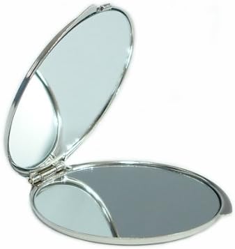 Vintage Style Desert Road Trip Art Mother of Pearl Compact Mirror, Retro West American Scenic View Pocket Mirror, Southwest Landscape Souvenir Travel Gift, Magnifying Makeup Mirror (Silver Small)