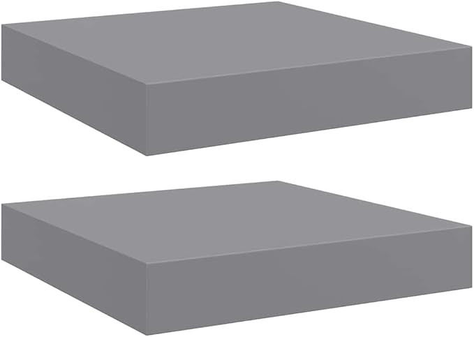 Floating Wall Shelves Set of 2, Invisible Mounting Modern Display Shelves for Living Room Bedroom, Gray Honeycomb MDF and Metal Frame, 9.1x9.3x1.5 Inches, Holds 11 lbs Each