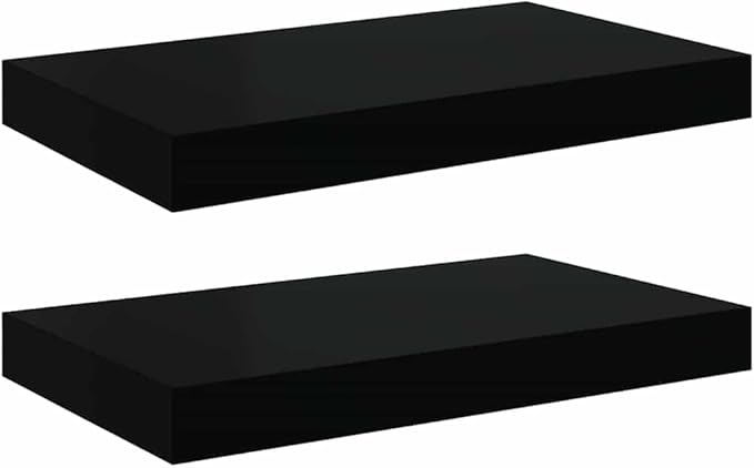 Floating Wall Shelves Set of 2, Invisible Mounting Modern Display Shelves for Living Room Bedroom, Black 15.7x9.1 Inches, Sturdy MDF and Metal for Books Decor Photos