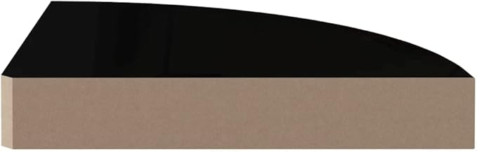Floating Corner Shelf 9.8x9.8 Inch High Gloss Black Wall Shelf with Invisible Mount - Honeycomb MDF & Metal Storage Shelves for Bathroom, Bedroom, Living Room Decor