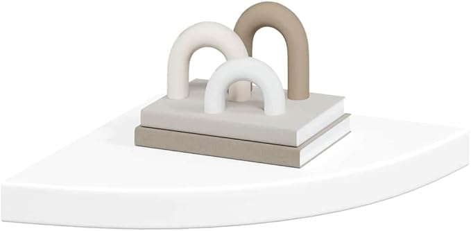 Floating Corner Shelf for Wall, White Honeycomb MDF Corner Shelves with Invisible Mounting, 13.8x13.8x1.5 Inch Display Shelf for Bathroom Bedroom Decor, Holds 11 lbs for Books Plants Photos