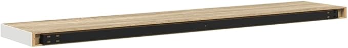 Floating Wall Shelf 47.2 Inch Oak and White Modern Wood Display Shelf for Living Room Bedroom Invisible Mounting Shelves for Books and Collectibles