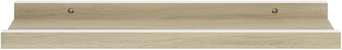 Wall Shelves 2 Pack White and Sonoma Oak Floating Shelves 15.7x3.5x1.2 Inches for Living Room Bedroom Bathroom Storage Display Organizer