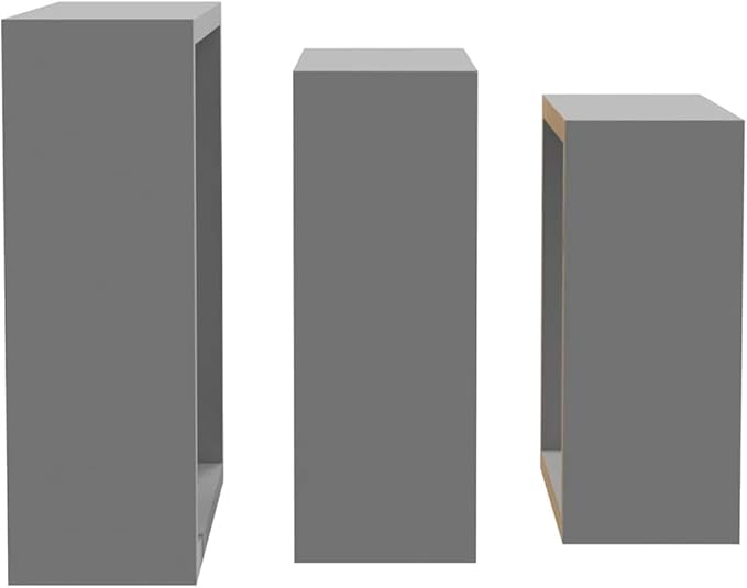 Wall Cube Shelves Set of 3, Floating Square Decorative Shelving Units for Bedroom, Living Room, and Office, Modern MDF Display Organizer, Gray