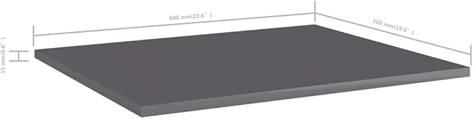 Set of 8 High Gloss Gray Engineered Wood Wall Shelves 23.6x19.7x0.6 Inches for Modern Home Storage and Display Organizer