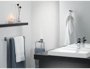 Delta Ara (1-Pack) Hand Towel Holder Polished Chrome Towel Racks for Bathroom Wall Square Towel Ring Holder for Bath Towel Hanger for Kitchen, Bathroom Accessories 77546