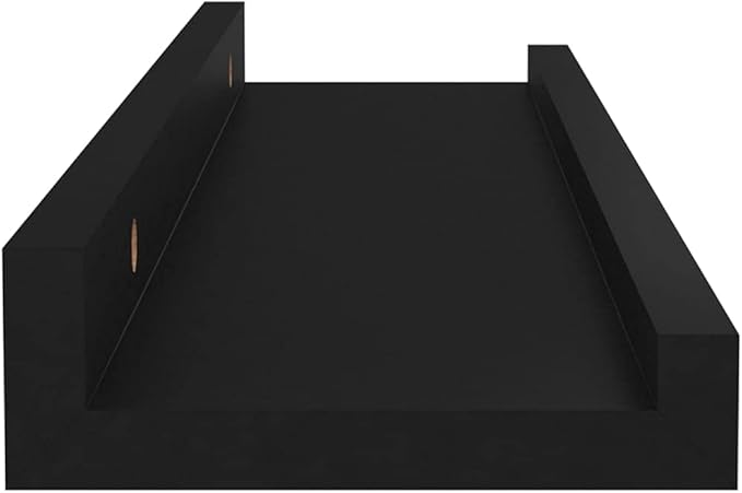 Wall Shelves 4 pcs Black Floating for Wall Decor, MDF Storage 15.7x3.5x1.2 Inches, Modern Display Shelves for Living Room Bedroom Kitchen Bathroom Organization