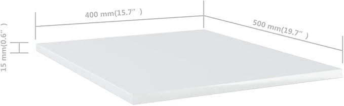 Set of 4 High Gloss White Engineered Wood Floating Shelves for Wall Mounting, Modern Display and Storage Boards for Living Room, Office, or Study
