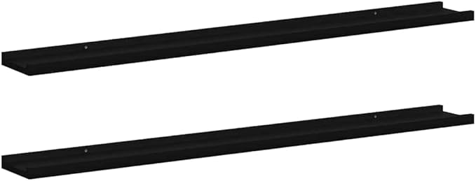 Wall Shelf Set of 2 Floating Shelves 39.4 inch Black MDF Display Ledge for Living Room Bedroom Decor Modern Wall Mounted Storage Rack