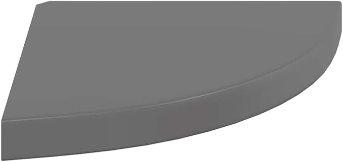Floating Corner Shelf High Gloss Grey, Modern Wall Mounted Corner Shelves for Living Room Bedroom Office, Sturdy Decorative Display Rack 13.8 x 13.8 x 1.5 in