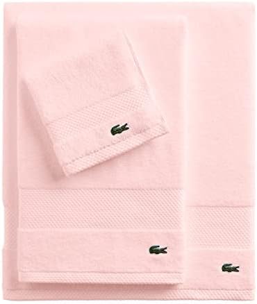 Lacoste Heritage 100% Supima Cotton Hand Towel, Light Pink, 16" x 30" – Highly Absorbent & Quick Drying, Premium Super Soft Bath Towel, Bathroom Essential, Gift for All Occasions, Machine Washable