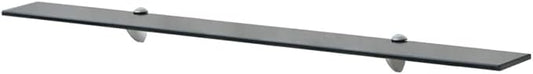 Floating Shelf Tempered Black Glass for Living Room, Bedroom, Bathroom 39.4"x7.9" Glass Thickness: 0.3"