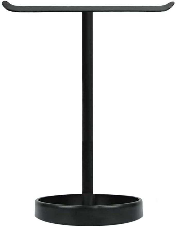 T-Shape Bath Hand Towel Holder Stand, Free Standing Hand Towel Rack with Storage Tray, for Bathroom Kitchen Countertop, Matte Black
