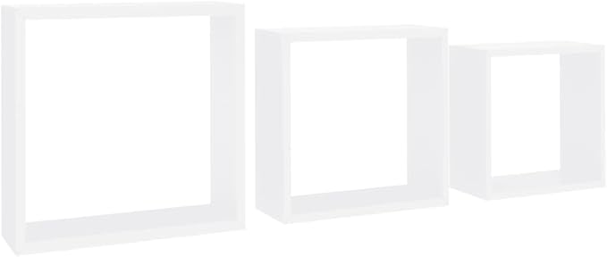 White Wall Cube Shelves 3 pcs MDF Corner Display Organizer with Invisible Mounting for Living Room Bedroom Home Decor Storage Solution