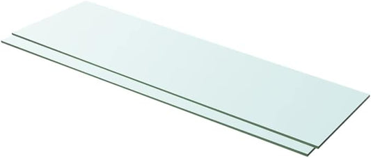 Glass Shelf Panels Set of 2 Clear Tempered Glass Floating Wall Shelves 39.4"x11.8" for Bathroom, Kitchen, Living Room, Bedroom Storage Display