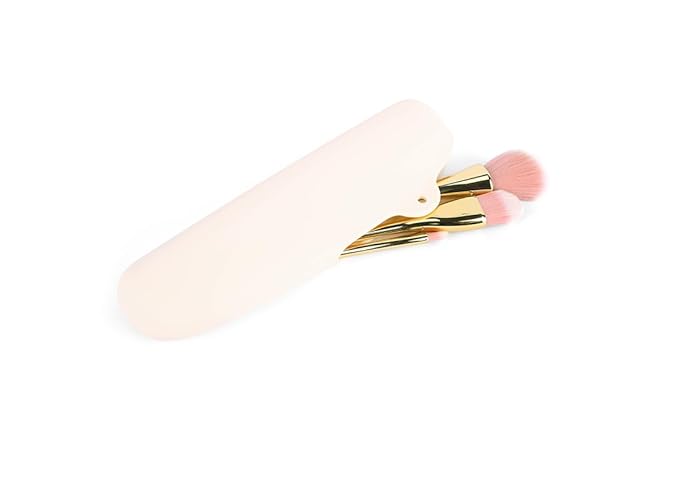 Womens Soft Silicone Travel Makeup Brush holder,Dust-proof Portable,Soft and Eco-Friendly Beauty Make up Organizer (1, Cream white Brush Holder)