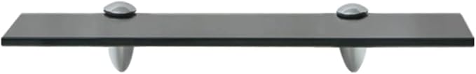 Floating Wall Shelves Set of 2, 15.7-inch Modern Matte Black Tempered Glass Shelves for Display, Minimalist Wall Mounted Storage Rack for Bedroom, Bathroom, Living Room, Kitchen