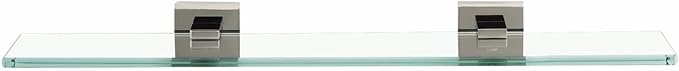 Alno Contemporary II 18" Glass Shelf With Brackets - Unlacquered Brass