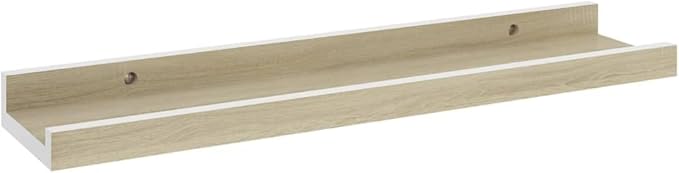 Wall Shelves 2 Pack White and Sonoma Oak Floating Shelves 15.7x3.5x1.2 Inches for Living Room Bedroom Bathroom Storage Display Organizer