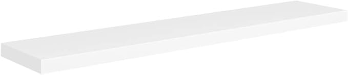Floating Wall Shelves 2 Pack White Modern Display Rack 47.2x9.3x1.5 Inches MDF Board with Invisible Mounting for Living Room Bedroom Home Decor