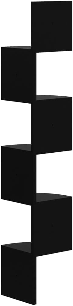 Wall Corner Shelf, Floating Corner Shelves for Living Room, 48.4 inch Tall Modern High Gloss Black Display Storage Unit, Space-Saving Engineered Wood Corner Organizer