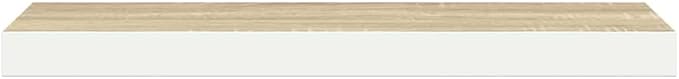 Floating Wall Shelf for Living Room, Invisible Mounting Modern Display Shelf, 47.2 Inch Long Oak and White MDF Board for Home Decor, Holds 22 lbs for Books and Collectibles