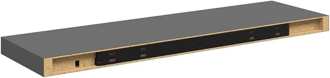 Floating Wall Shelf 31.5 Inch, High Gloss Grey MDF Decorative Display Ledge for Living Room Bedroom, Modern Minimalist Wall Mounted Storage Shelf