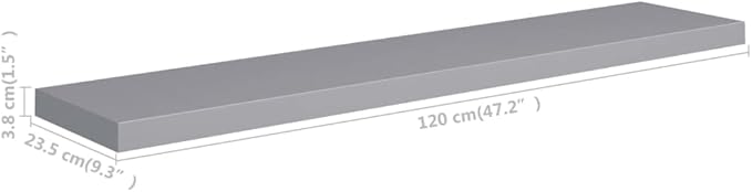 Floating Wall Shelves 2 Pack Gray 47.2x9.3x1.5 Inch MDF Modern Invisible Mount Display Rack for Living Room Bedroom Home Decor Books Collectibles