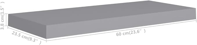 Floating Wall Shelves 2 Pack Gray Modern Display Shelves 23.6x9.3 Inches with Invisible Mounting for Living Room Bedroom Office Decor Storage