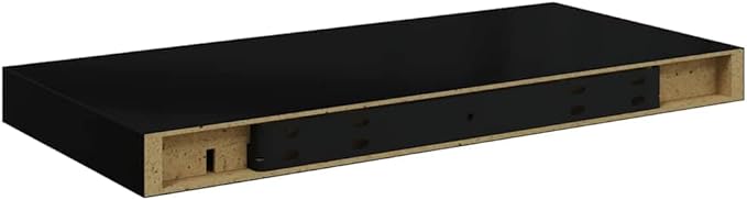 Floating Wall Shelf, Modern High Gloss Black Honeycomb MDF Display Ledge, Minimalist Storage Rack for Books, Photos, and Decor, 19.7 Inch