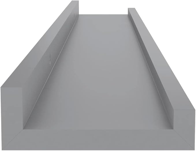Wall Shelves Set of 4 Gray Floating 23.6x3.5x1.2 Inches for Living Room Bedroom Storage, Modern MDF Wall Mounted Shelves for Decor Books Plants