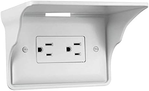 Horizontal Wall Outlet Shelf. Home Wall Shelf Organizer for Outlets. Perfect for Bathroom, Kitchen, Bedrooms with Cord Management and Easy Installation. White 2-Pack