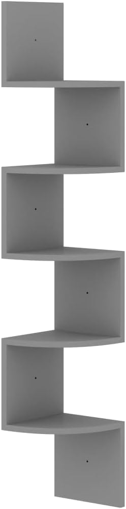Wall Corner Shelf, 48.4-inch Floating Corner Shelves for Living Room Bedroom, Modern Matte Grey Engineered Wood Storage Display Organizer, 5-Tier Space Saving Wall Mount