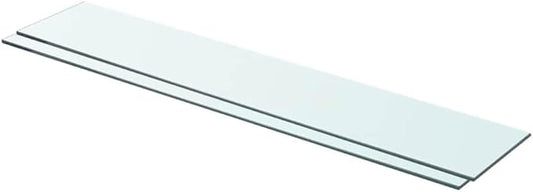 Set of 2 Tempered Glass Floating Shelves, 31.5 x 5.9 Inch Wall Mounted Display Shelf for Living Room, Office, Bedroom Storage, Clear Glass Panel