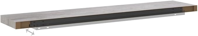 Floating Wall Shelf Concrete Gray 47.2x9.3x1.5 Inches MDF Board with Invisible Mounting System for Living Room Bedroom Office Decor Display Books Awards Collectibles