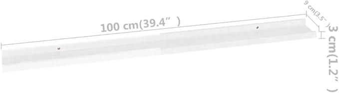High Gloss White Wall Shelves 2 Pack 39.4 Inch Floating for Living Room Storage, Modern Display Shelves for Books Decor Plants, Easy Mount MDF Shelving Units with 11lb Capacity